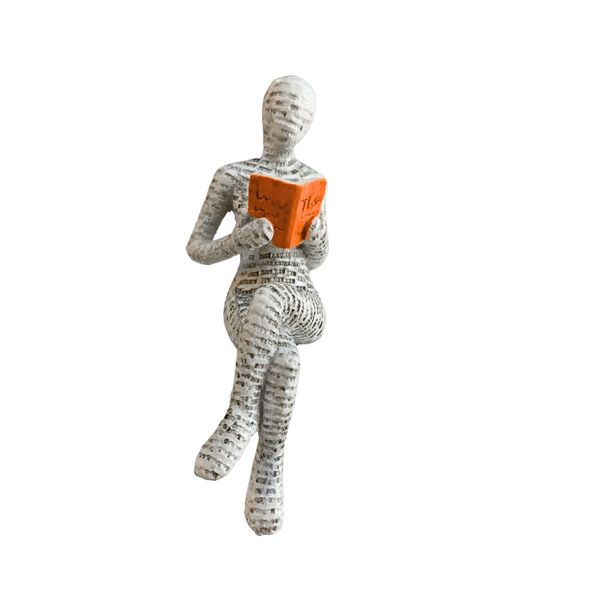 Alphabet Reading Sitting Statue Home Decor Ornament