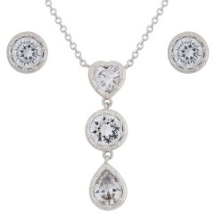 Stella Luna Robin Tri-Charm Jewellery Set-Clear Crystal Silver