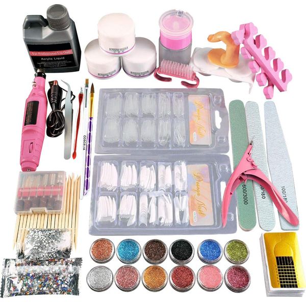 Acrylic Nail Art Set DIY Nail Art Decoration Glitter Acrylic Powder Kit