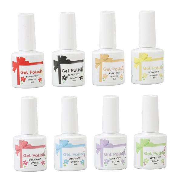 Home Nail Salon Gel Polish, 8 Colors for DIY Soak Off UV LED Nail Gel
