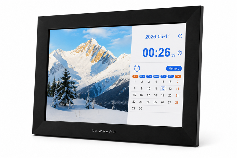 Newavro 10-In Digital Photo Frame Photo &amp; Video Playback, Calendar &amp; Clock