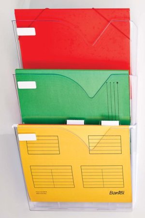 Bantex Vision Wall 3 Pocket Organiser - Clear Plastic (A4 Landscape)