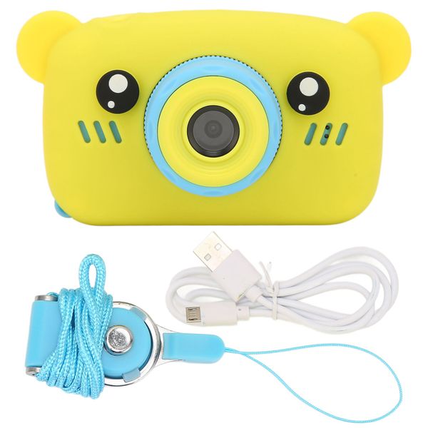 Kids Camera HD Front and Rear Dual Cameras Multifunctional Children Yellow