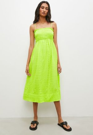 Strappy Shirring Bodice Midi Dress