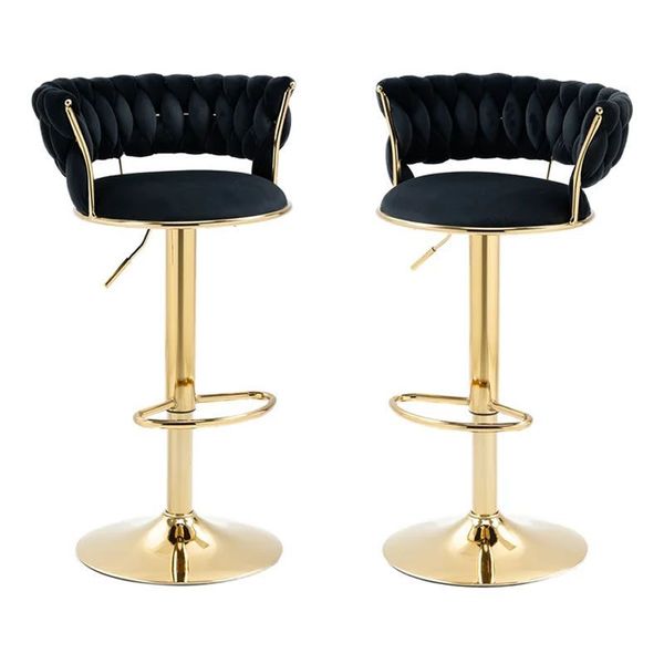 Set of 2 Velvet Swivel Luxury Bar Stools
