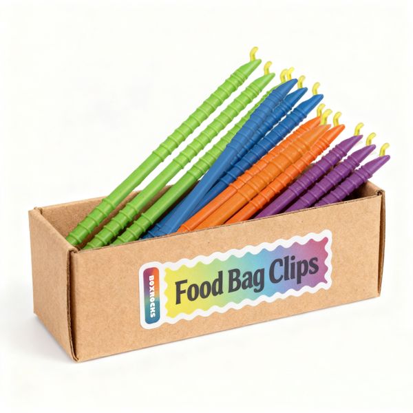 Food Bag Clips for Food Storage - 12-Piece - 4 Assorted Sizes &amp; Colours
