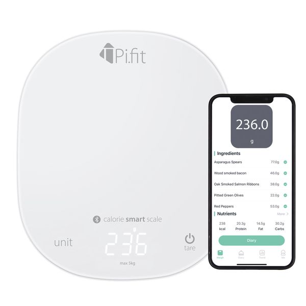 PiFit Calorie Smart Kitchen Scale - Links to smartphone APP - iOS &amp; Android Compatible