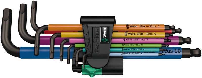 Wera 05073593001 - 950 Spkl/9 Sm N Multicolor L-Key Set, Metric, Blacklaser