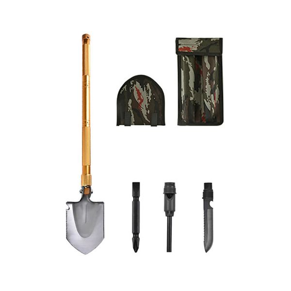 Outdoor Tactical Shovel Survival Shovel Kit with Storage Bag - Gold