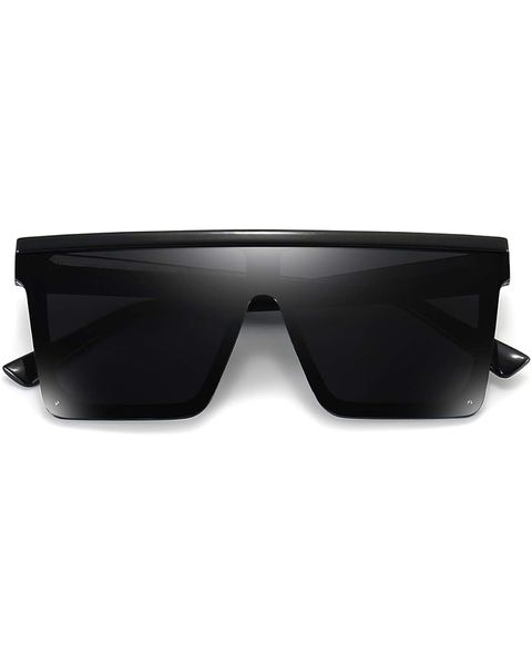 Square Oversized Sunglasses for Women Men Fashion Flat Top Big Black Frame