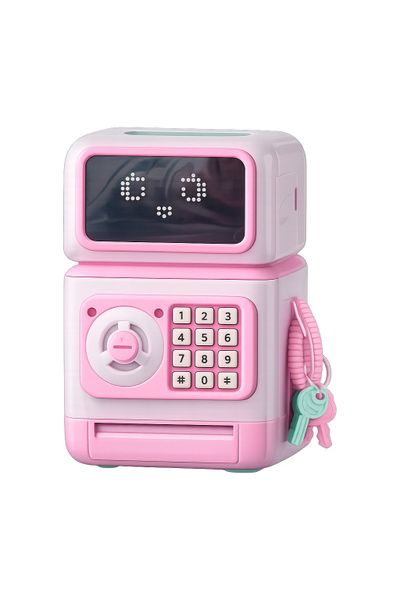 Kids Money Box ATM Coin Bank Safe with Password Lock - Pink