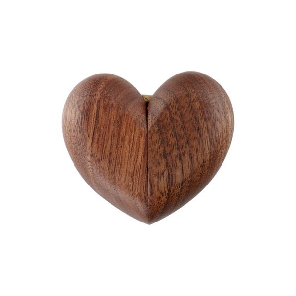 Wooden Ring Box Case Heart Shaped Ring Box for Wedding Proposal Engagement