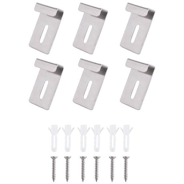 6 Pcs Metal Mirror Clips Wide Channel Mirror Hanger Clip Kit Silver