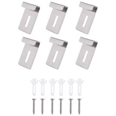 6Pcs Metal Mirror Clips Wide Channel Mirror Hanger Clip Kit Silver