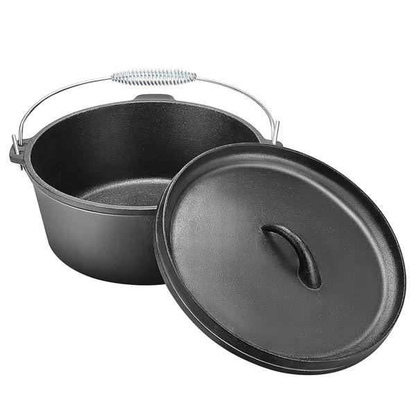 Dutch Oven 3.6L Camping Pot Cast Iron Pan Outdoor Cooking Equipment