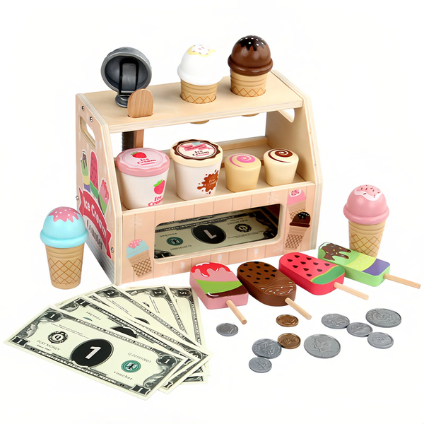 Ice Cream Counter Kids Playset Pretend Play Kitchen Toys Toddler Kids Gift