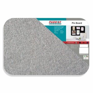 Parrot Notice Board - Adhesive Pin Board No Frame (600 x 450mm) - Grey