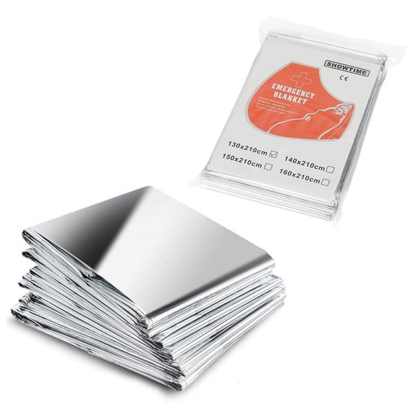 Camping Portable First Aid Reflective Foil Emergency Blanket - Set of 12