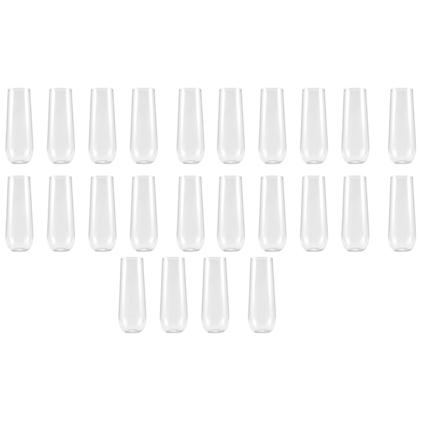 24 Stemless Plastic Champagne Flutes - 9 Oz Champagne Glasses Clear