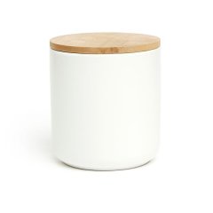 George &amp; Mason - Ceramic White Canister with Bamboo Lid