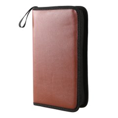 80-Discs Portable Leather Storage Bag Zippered Storage Case For CD DVD Hard