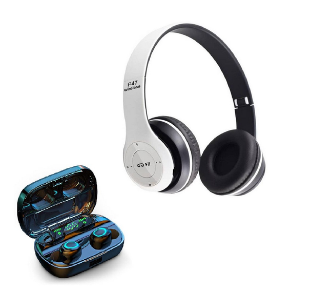 Wireless Headphones &amp; Earbuds Combo