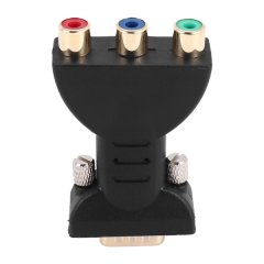 3 RCA RGB Female to HD 15-Pin VGA Style Video Jack Adapter Conventer