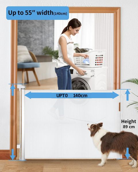Retractable Pet Gate &amp; Baby Gate for Doorways and Stairs, Mesh Safety Gate