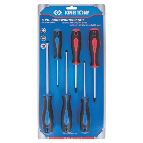 King Tony - Screwdriver Set - 6 Piece - Blister Card - 3 Pack