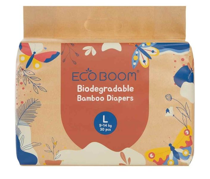 Eco Boom Joy Bamboo Nappies 4 L - 120 Pcs Biodegradable Eco-Friendly
