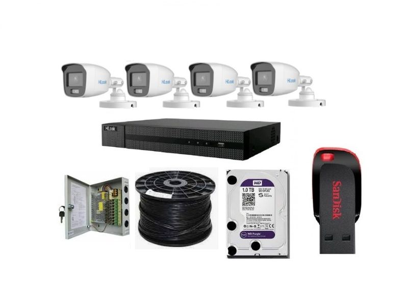 Hilook 4 Channel 1080p 2MP ColorVu Complete Kit