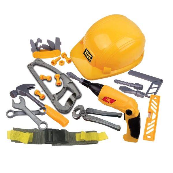 Tool-Tech Red Box Deluxe Toy Helmet Toy Tool Set - 24 Piece