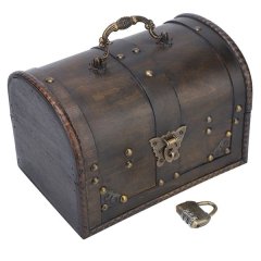 Vintage Handmade Wooden Jewelry Box with Code Lock