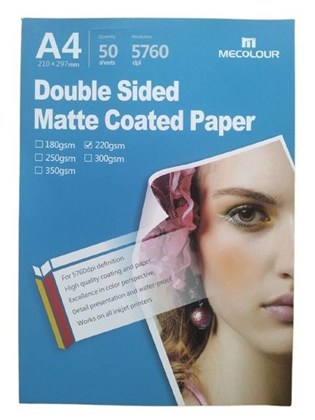Mecolour A4 Double sided Matt Photo Paper 220G 50 Sheets