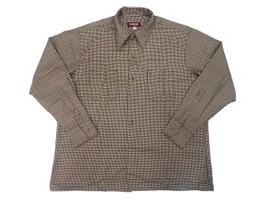 Navada - Checked Brown/Navy/Burgundy Mens Button Down Long Sleeve Shirt