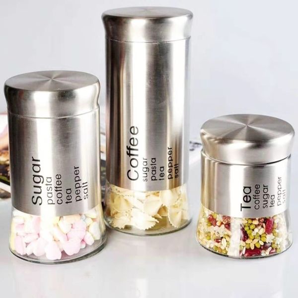 3 Pieces Kitchen Tea Coffee Sugar Pasta Cannisters