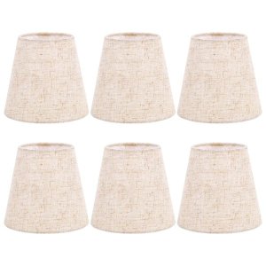 Small Lamp Shade Clip on Bulb Set of 6 for Candelabra Bulbs, Barrel Fabric