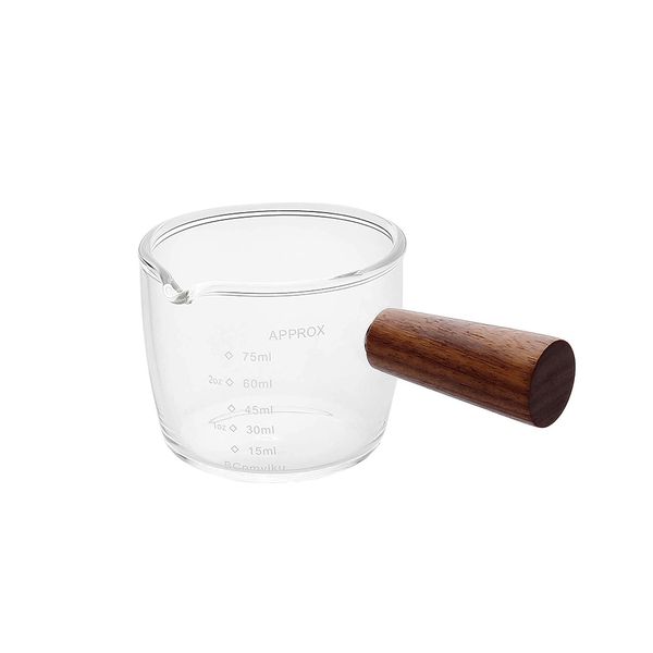 Wooden Handle Milk Cup 75ml Coffee Shot Glass Cup Single Spout Cup