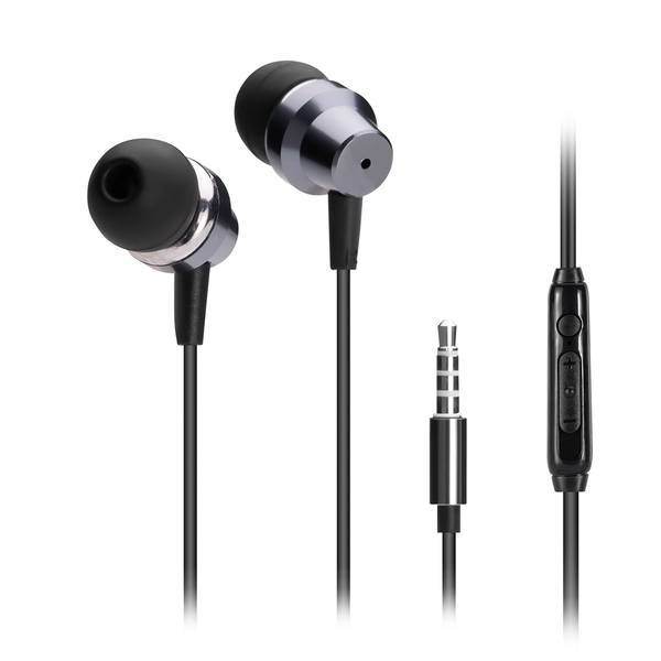 HP Sleek In-Ear Earphones with Mic - Black &amp; Silver