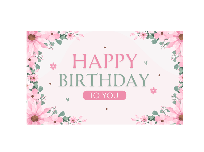 Pink Floral Happy Birthday Banner - Beautiful and Elegant Party Decor
