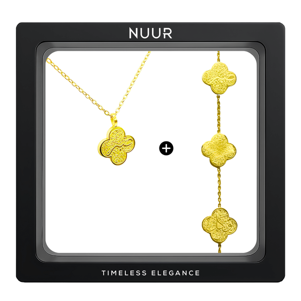 NUUR Sabr Bracelet &amp; Necklace Set - 18K Gold-Plated, Non-Tarnish