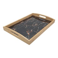 Tray 46 x 33 x 4Cm Bamboo With Marble Look Inlay