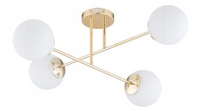 DrLight Gold Ceiling Lamp 4 Lamp Glass Globe Pendant Light Modern Style