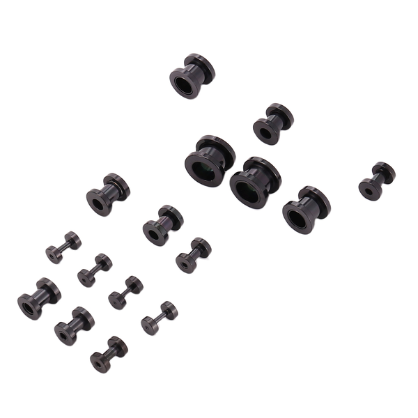 Stainless Steel Ear Plugs Expanders 1 6-10Mm Set Of 16Pcs Black