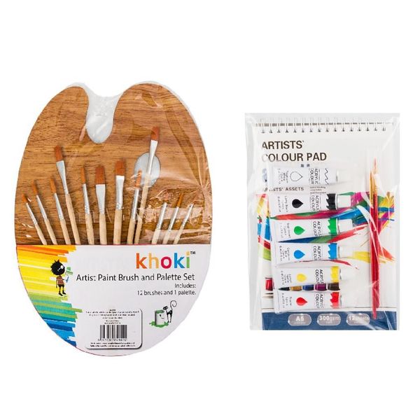 Arts &amp; Crafts Sketch Pad &amp; Paint Set, Paint Brushes &amp; Palette Artist Set