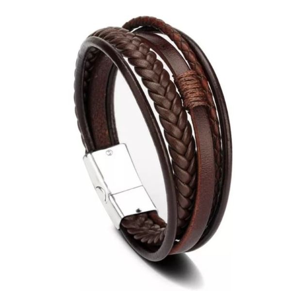 YALLI Men/Women Trendy Genuine Leather Bracelets Multilayer Braided