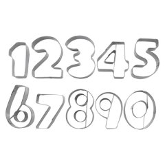 Regent Bakeware Cookie Cutter Numbers S/S 10 Piece Set, (150X100X20Mm)