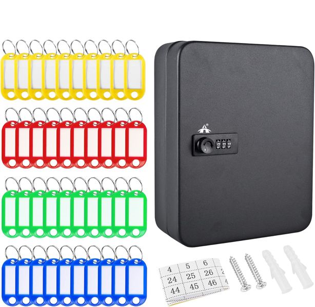 ALANES Wall Mount Key Management Cabinet with Combination Lock - 48 Keys