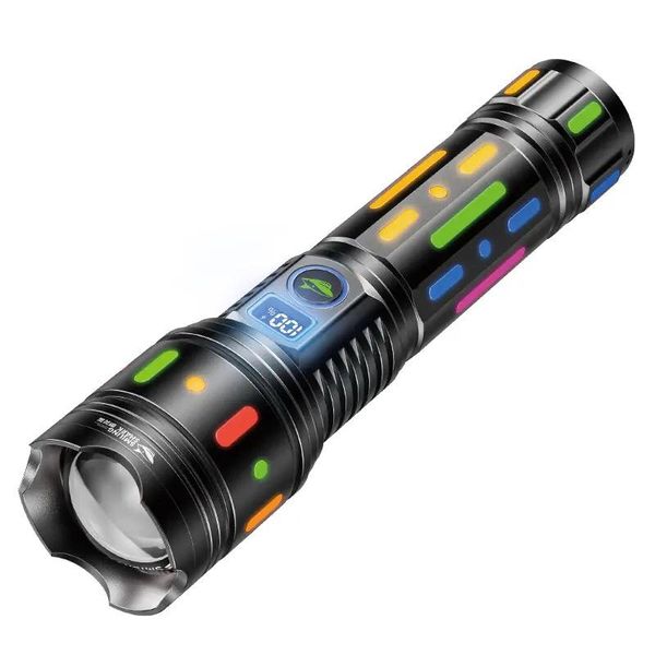 Rechargeable High Power Bright Flashlight Power Display Tactical Torch