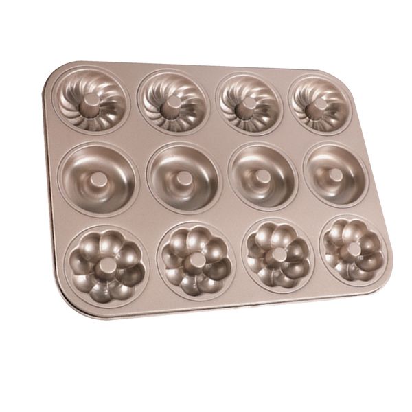 Non-stick Carbon Steel 12-Cup Donut Muffin Cake Pattern Baking Pan